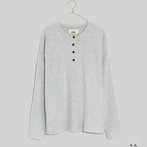 Madewell MWL Cozy Brushed Henley Top-NWT- Heather Grey- Size MEDIUM
